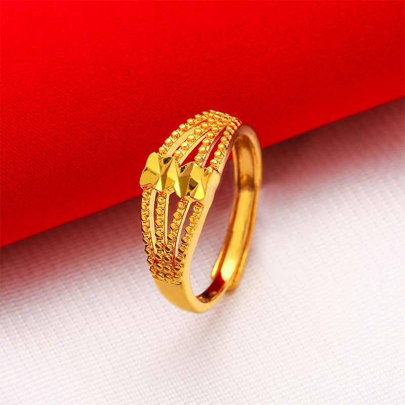 Women's Fashion Carven Design Brass Gold Plated Rings