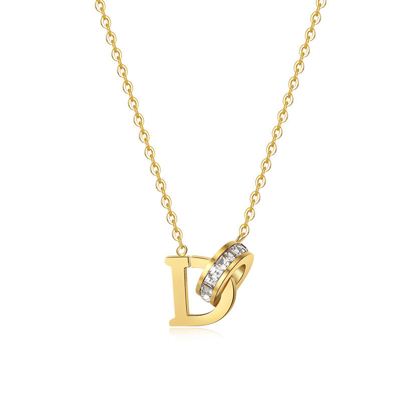 Simple Letter Diamond Female Clavicle Chain Earrings