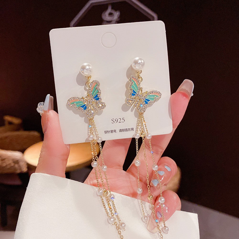 Women's Vintage Tassel Diamond High-grade Ear Minority Earrings