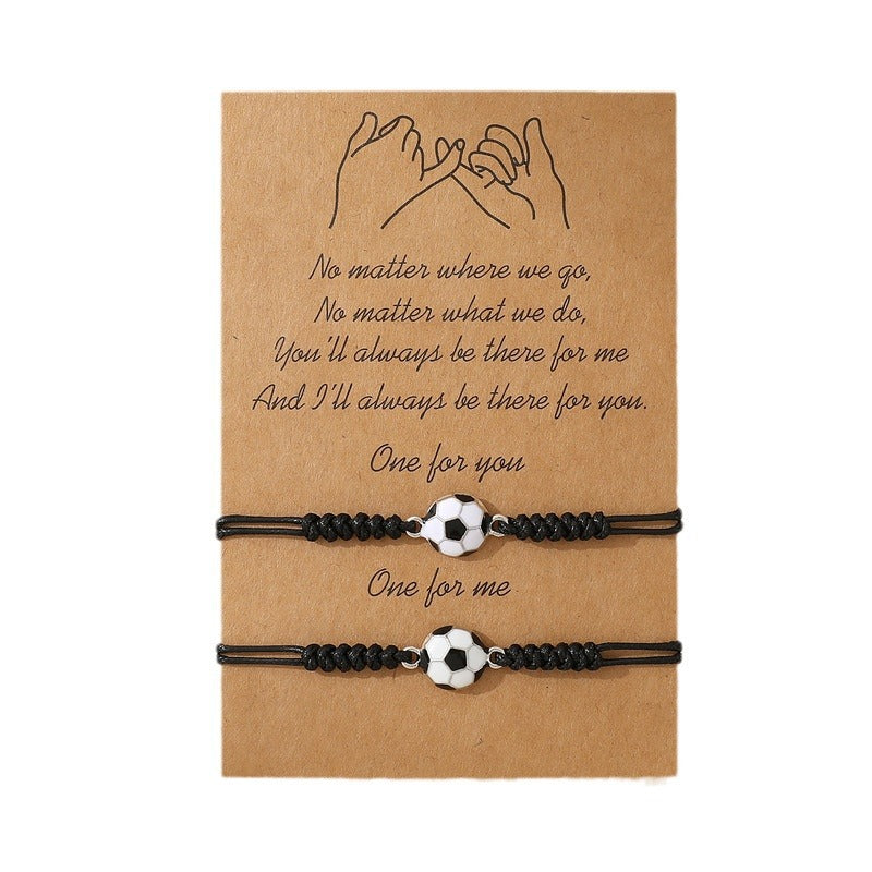 Women's & Men's Football Woven Hand Strap Creative Leather Bracelets