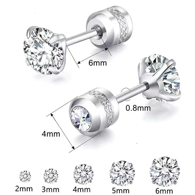 Women's Fashion Zircon Thin Needle Stainless Steel Earrings