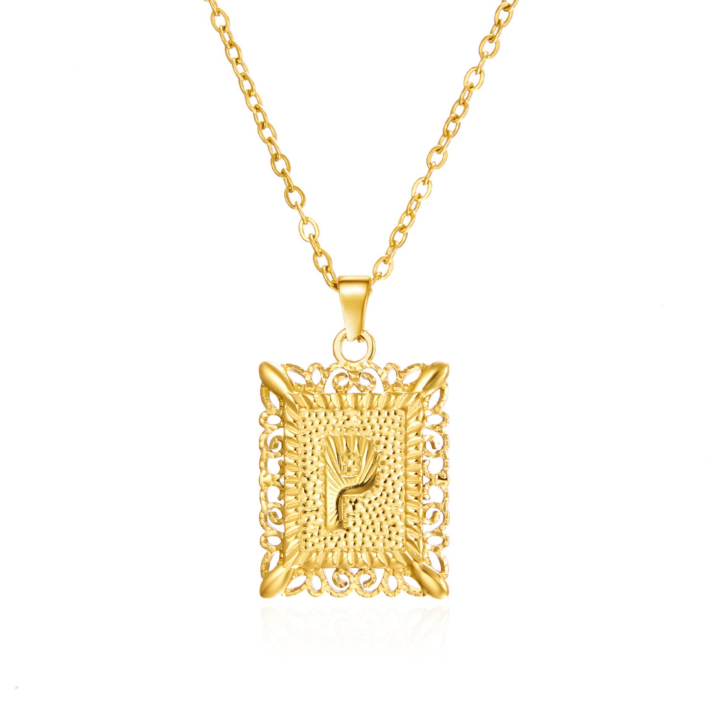 Stainless Steel Letter Hollow Square Titanium Necklaces