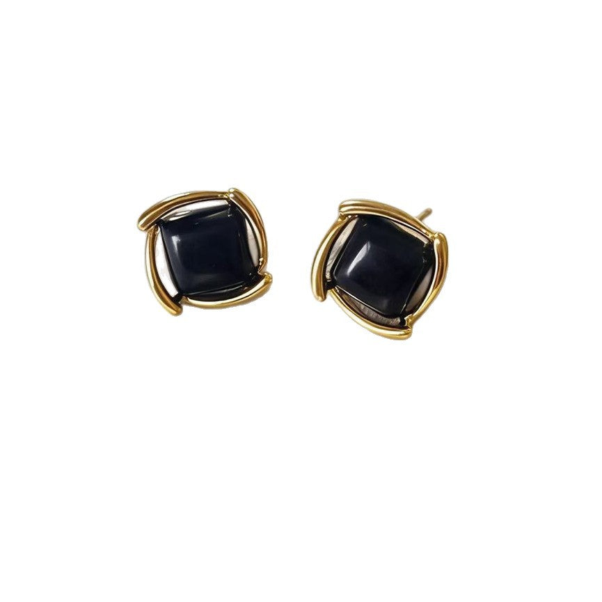 Women's Rotating Line Square Geometric Ear Light Luxury Stud Earrings