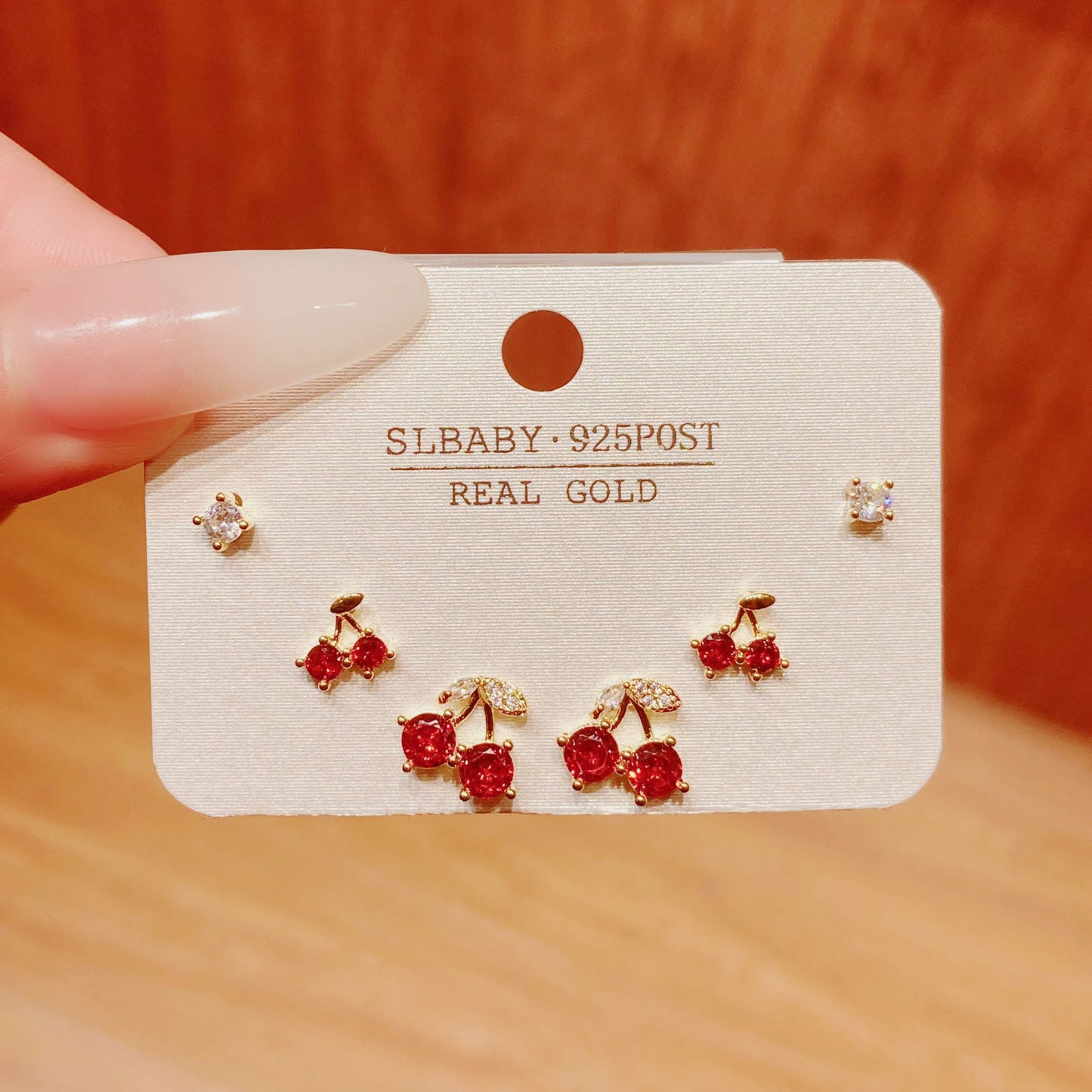 Horse Angola Red Female Cherry Camellia Stud Earrings