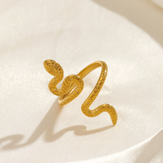 Stainless Steel Gold Snake Personality Real Rings