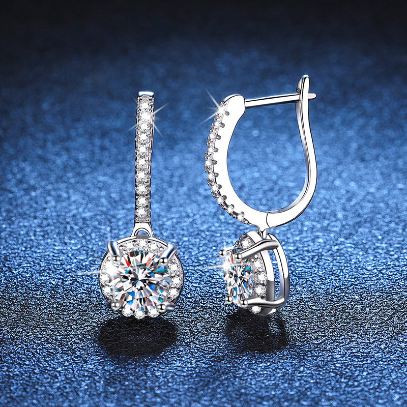 Fashion Sterling Sier Moissanite Luxurious Karat Earrings