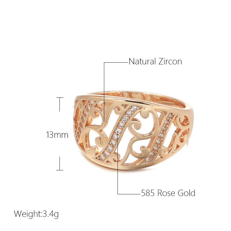 Profile Simple Micro Inlaid Zircon Rose Gold Plated Ring