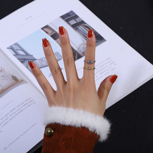 Women's Trendy Adjustable Mouth Korean Style Elegant Stainless Steel Niche Design Rings