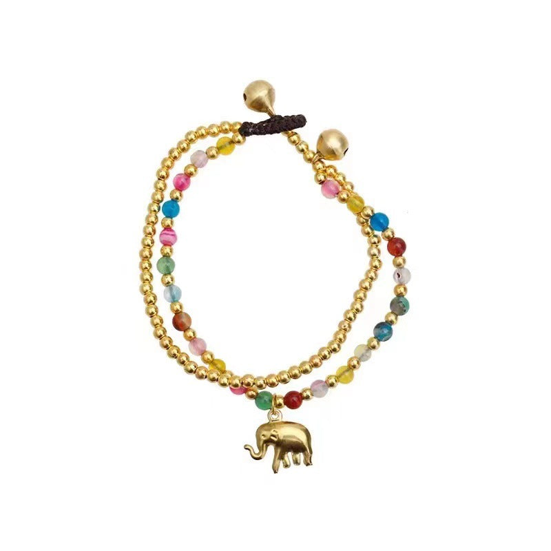 Women's Elephant For Couple Girlfriends Chinese Retro Natural Stone Woven Bracelets