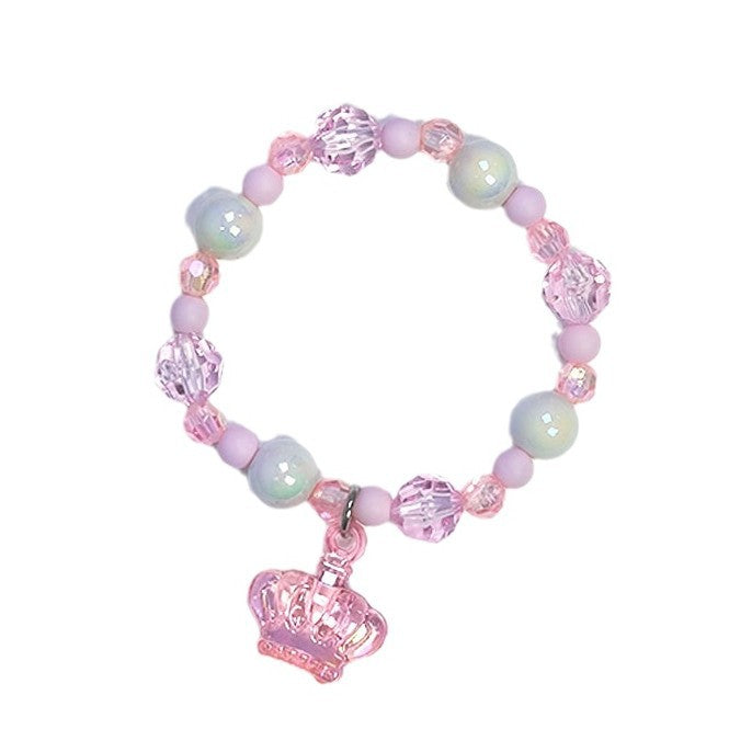 Children's Cartoon Crown Crystal Acrylic Handmade Resin Bracelets