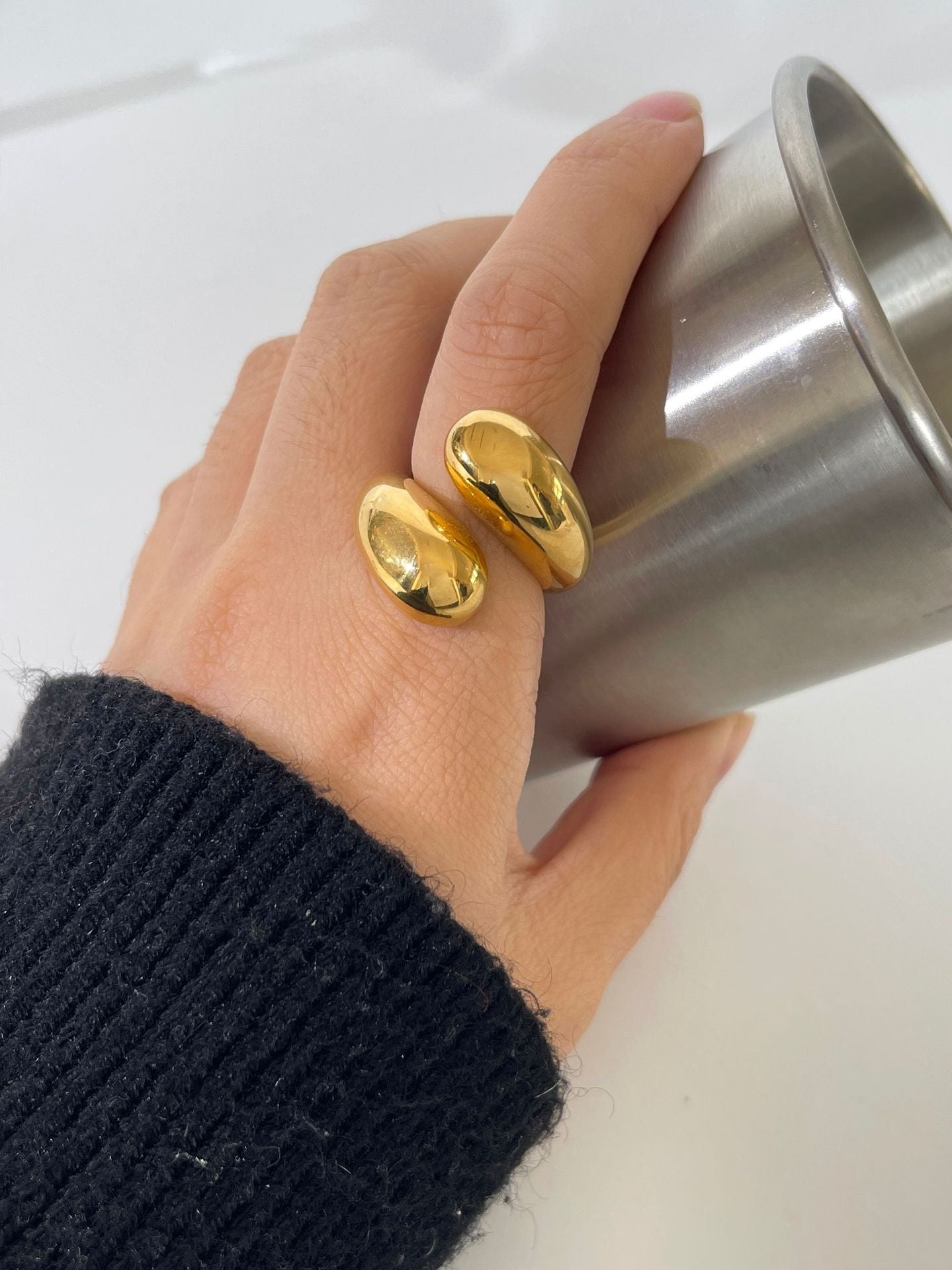 Water Drop Shape Gold Waterproof Color Retention Rings