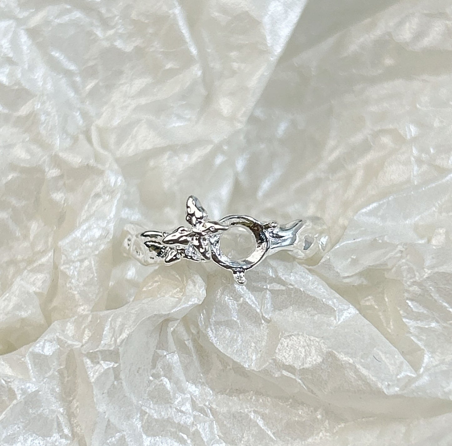 Setting Big Diamond Round Drip Love Open Mouth Inlaid Ring