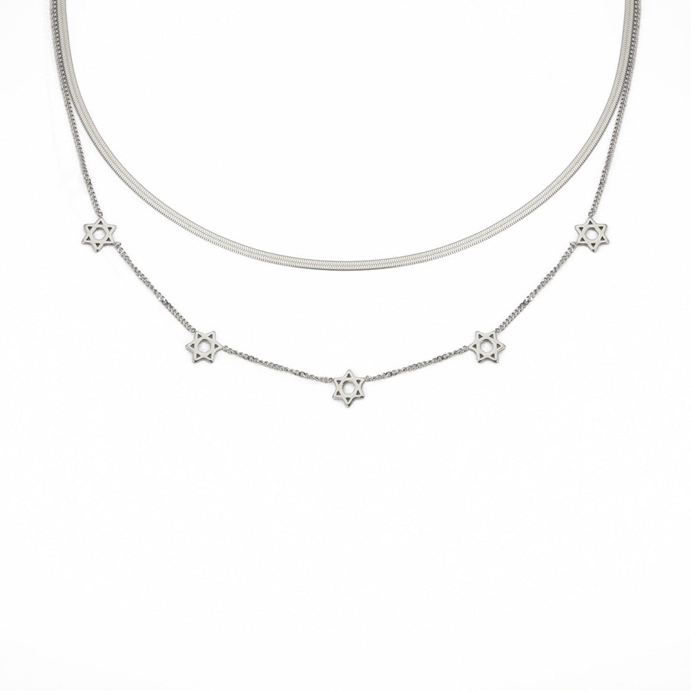 Luxury Style Small Six-pointed Star Stainless Necklaces