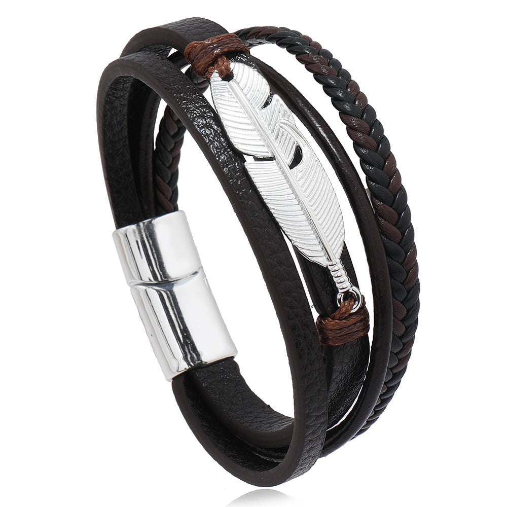 Feather Alloy Magnetic Buckle Punk Trendy Bracelets