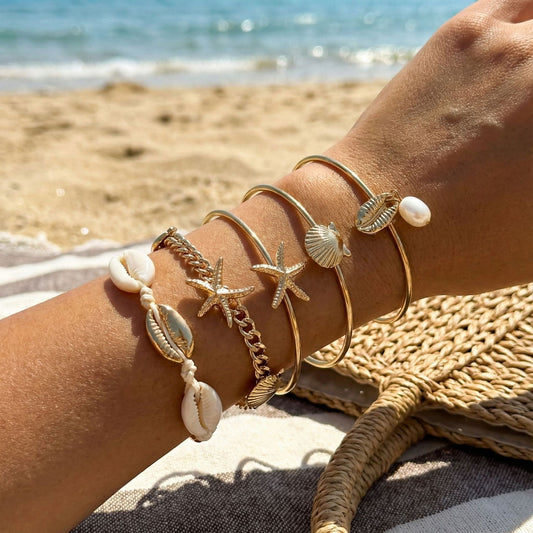 Women's Starfish Shell Open-ended High-grade Metal Niche Bracelets