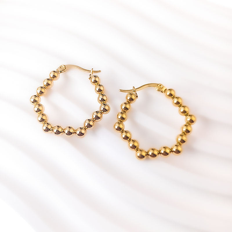 Steel Beads Affordable Luxury Style Geometric Ear Clip Titanium No Stud Earrings