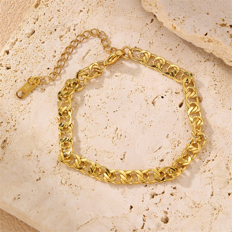 Women's Steel Chain Round Beads Hemp Flowers Bracelets
