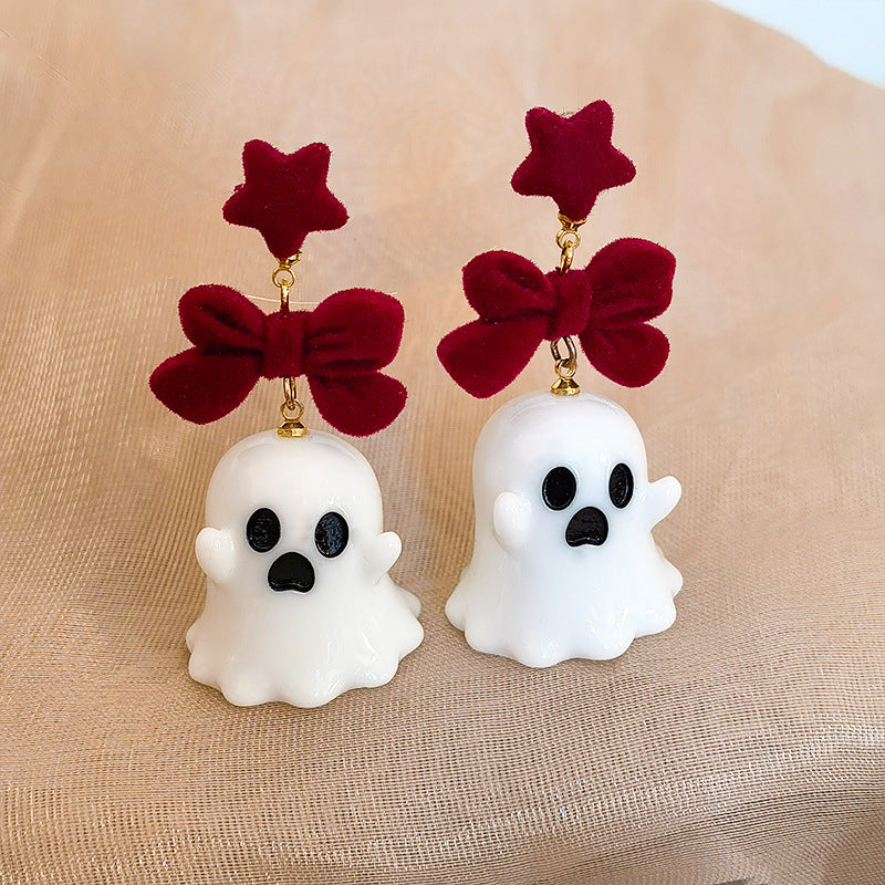 Black Bowknot Ghost Halloween Cute Christmas Earrings