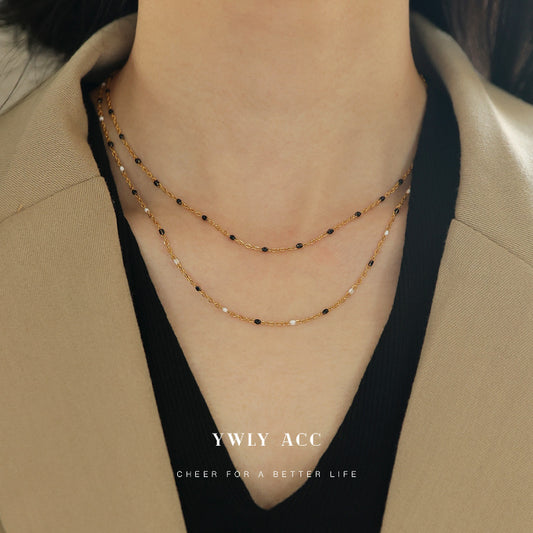 White Epoxy High-grade Titanium Steel Female Necklaces