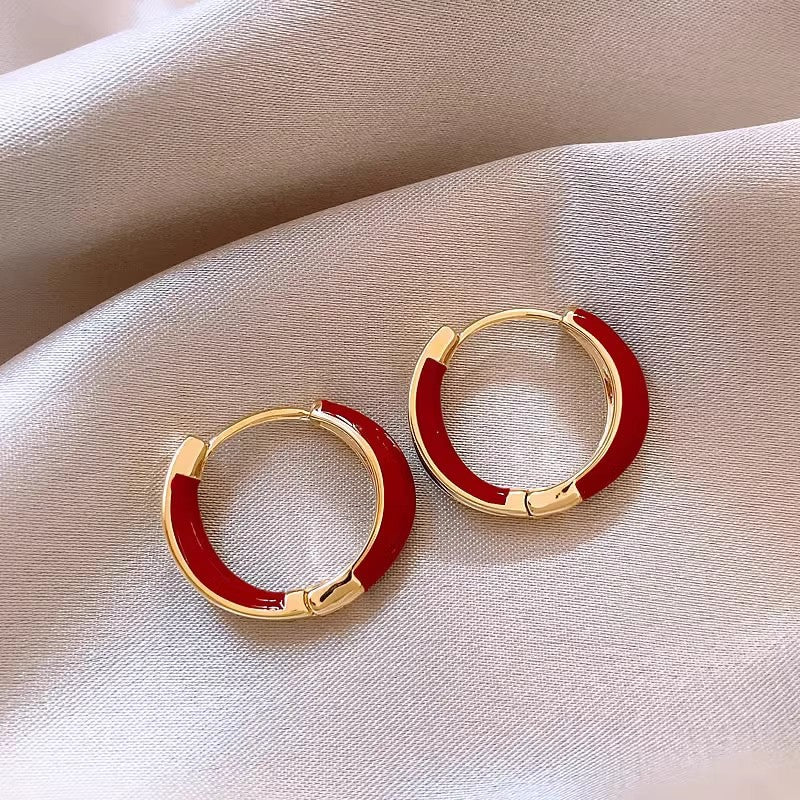 Women's Sier Needle Red Retro Affordable Luxury High-grade Earrings