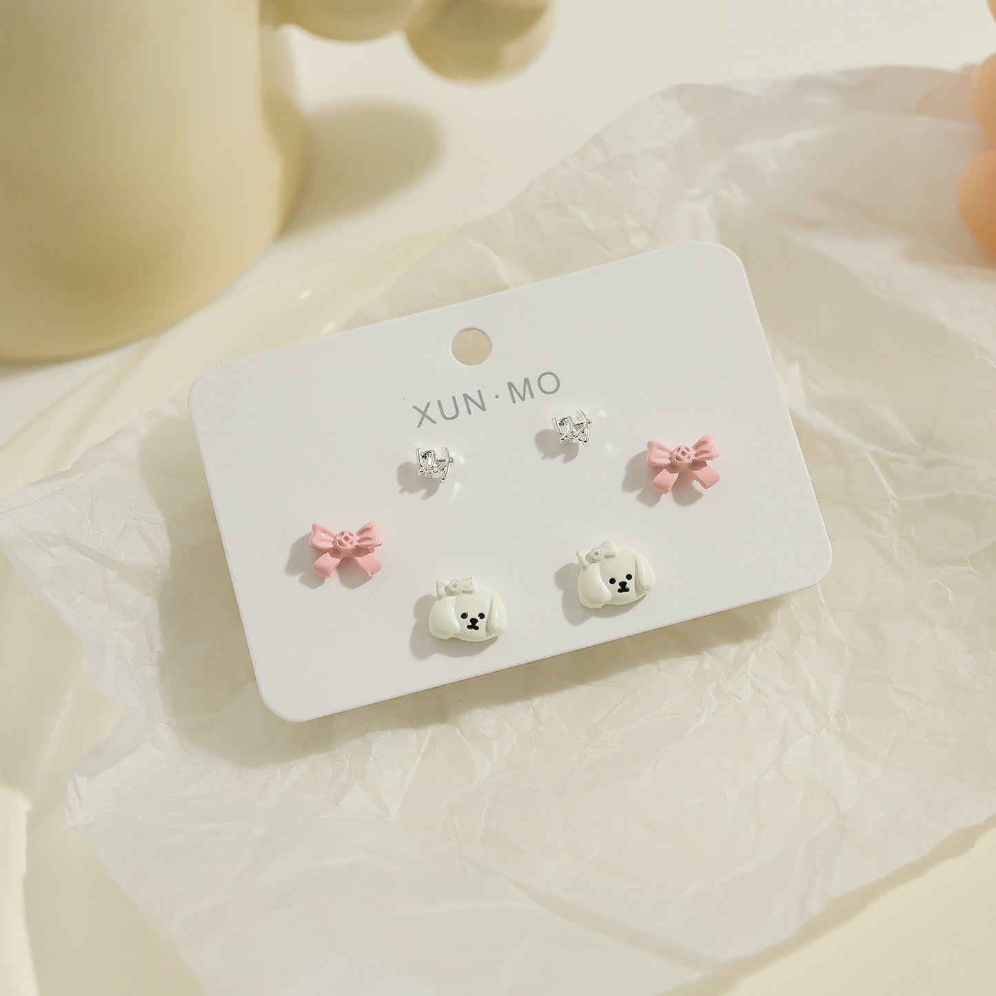 Children's Cute Sier Female Personality Small Animal Earrings