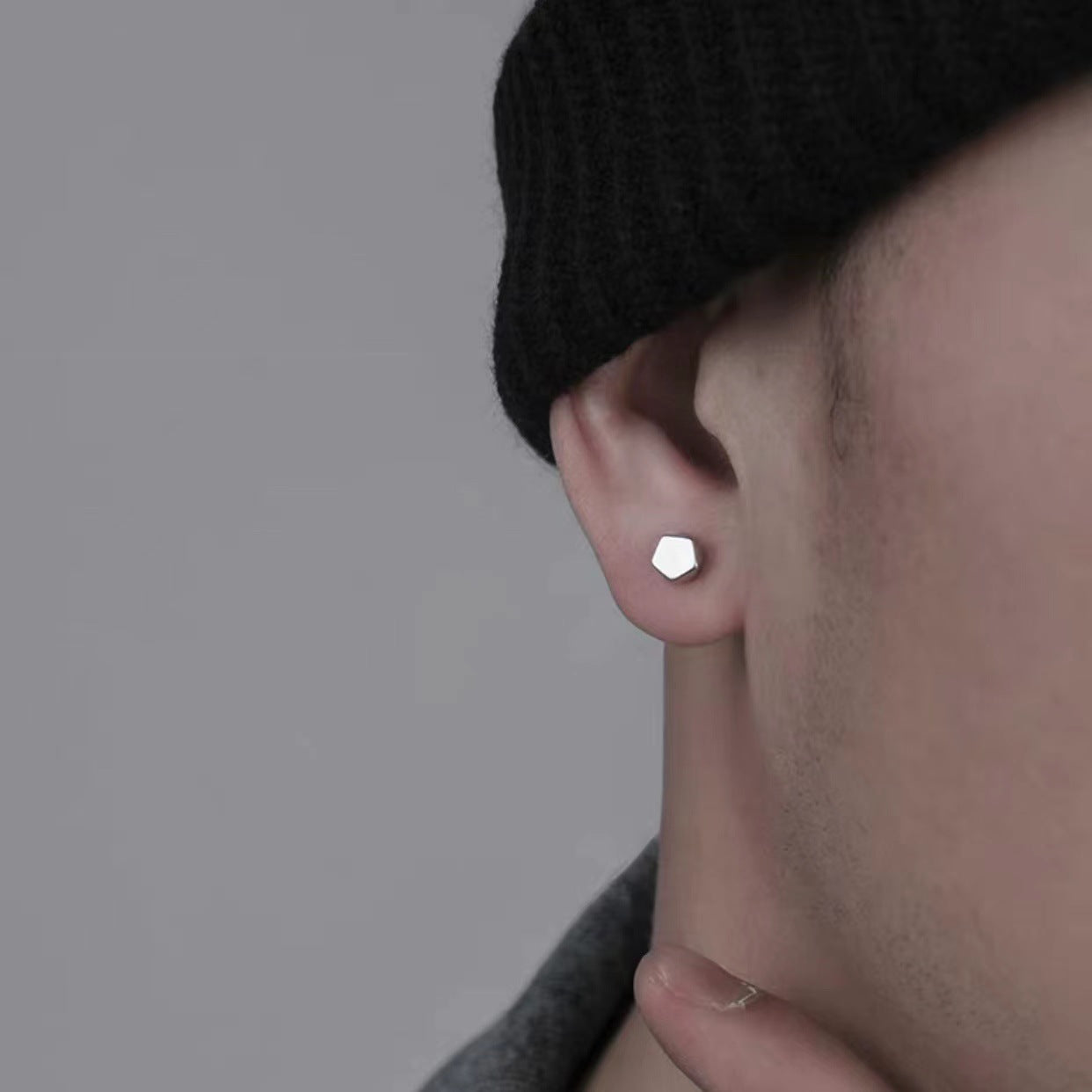 Men's Boys Black Irregular Simple High Sense Trendy Unique Earrings