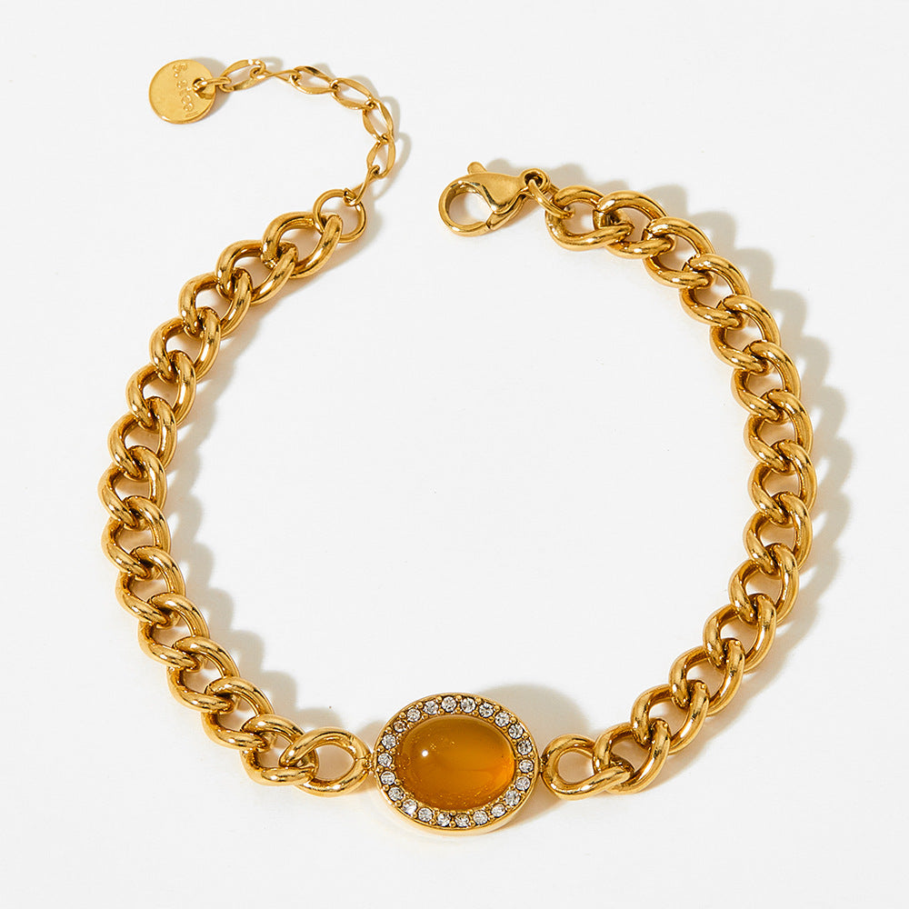 Shadow Full Diamond Geometric Ellipse Agate Bracelets