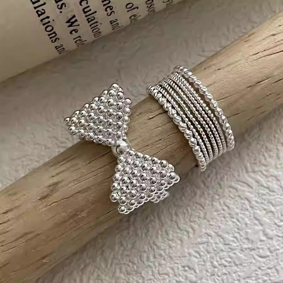 Bubble Three-dimensional Bow Female Design Tide Rings