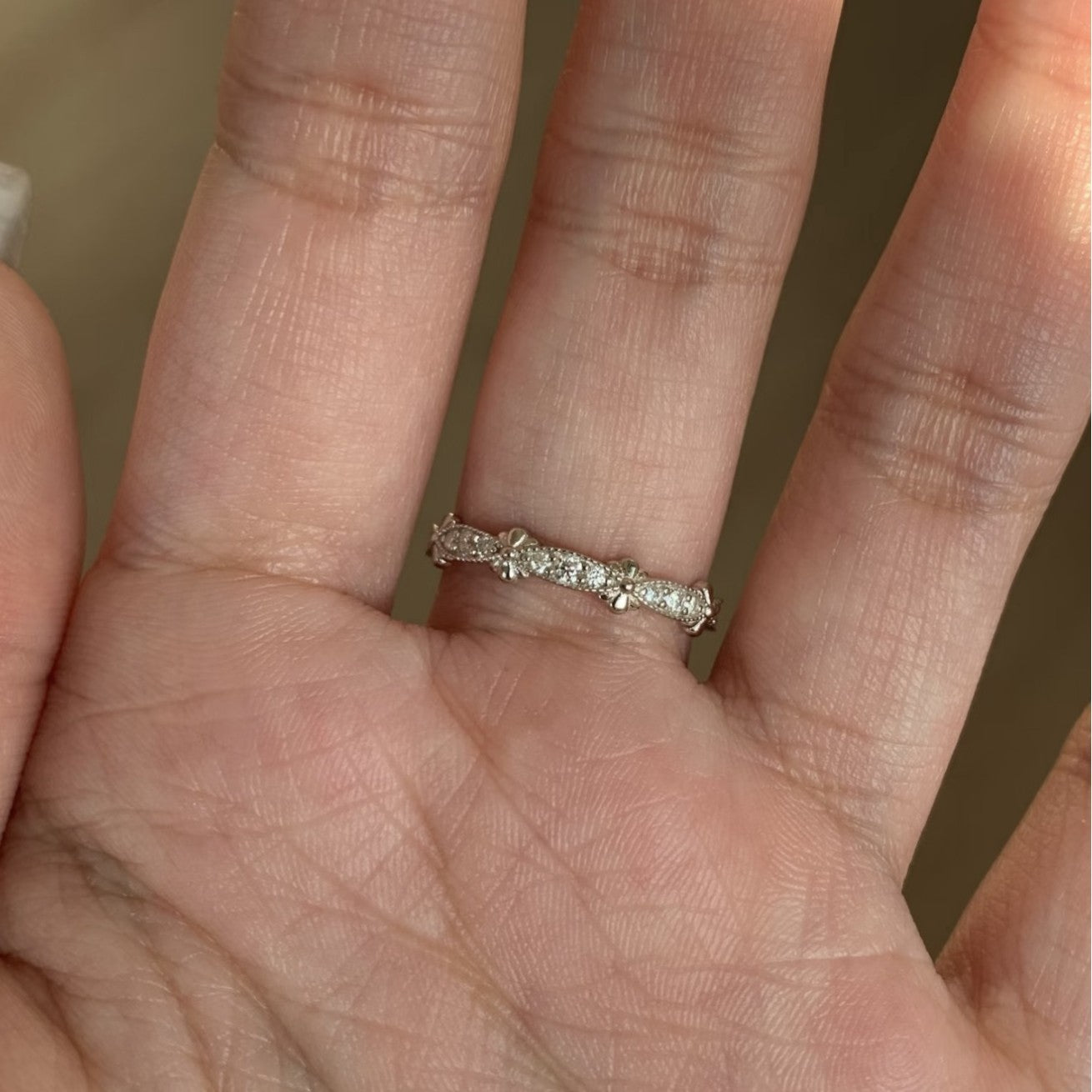 Women's Lace Small Row Diamond Style High Ring