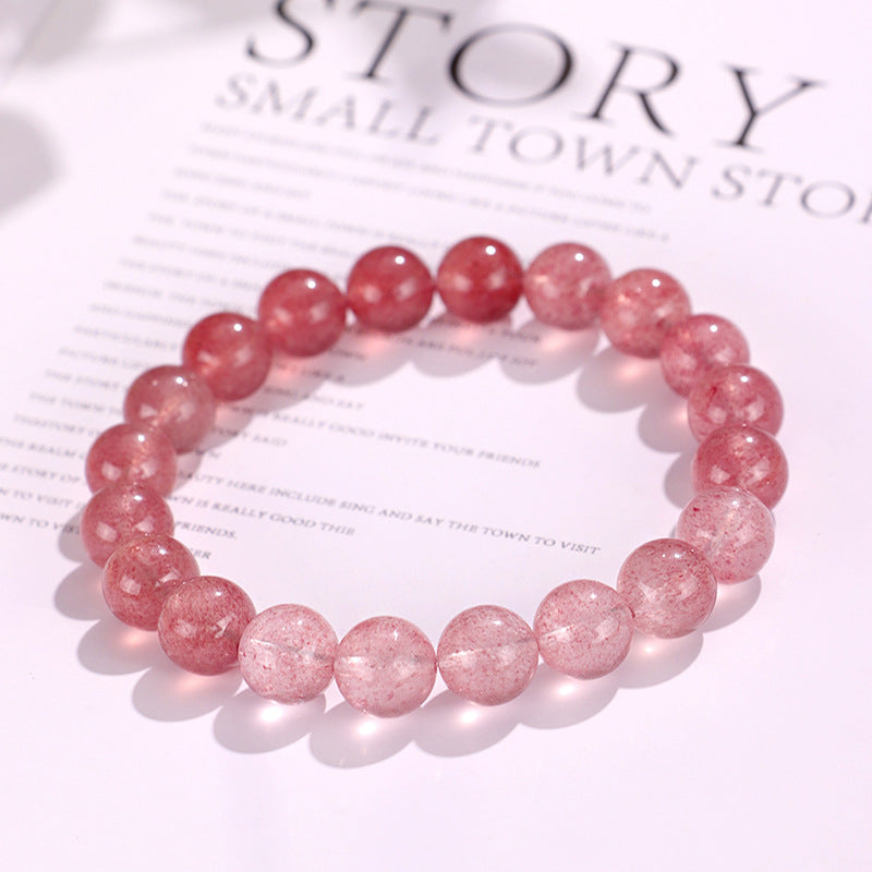 Women's Red Gradient Strawberry Crystal String Beads Bracelets