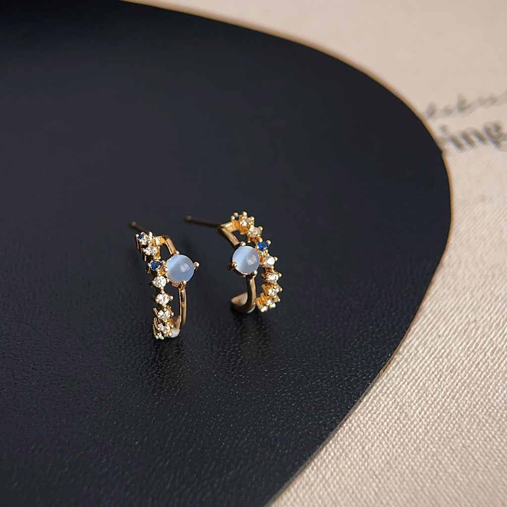 Fresh Blue Star Ear Female Design Zircon Planet Earrings