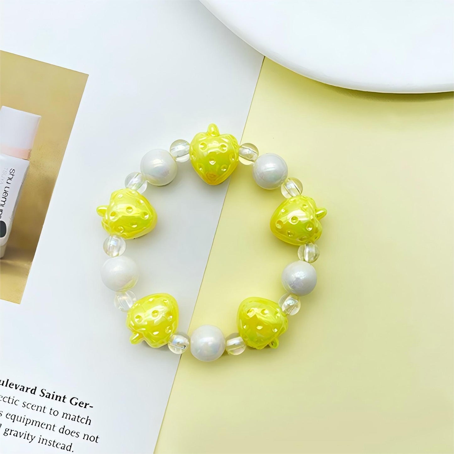 Children's Strawberry Glass Bead Female Summer Advanced Beaded Pearl Bracelets