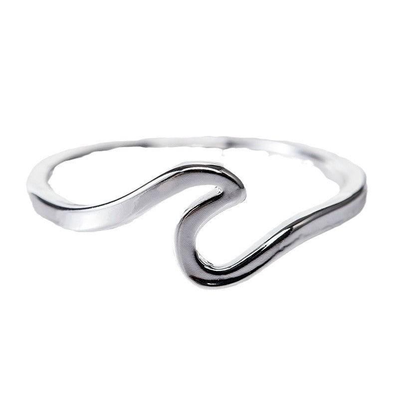 Charming Cool Simple Wave Sier Jewelry Rings