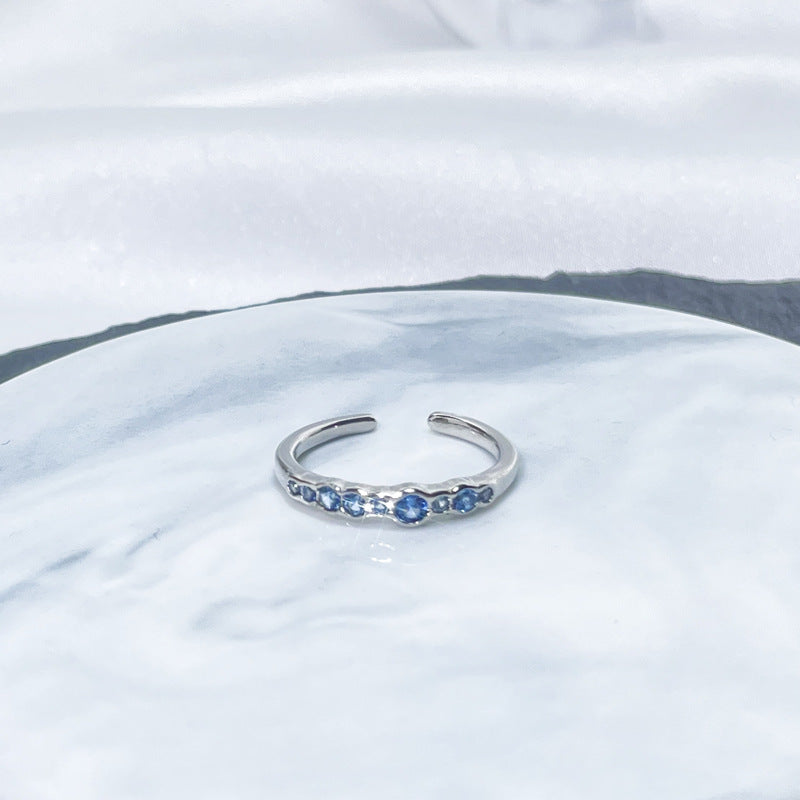 Female Niche Irregular Blue Series Simple Refined Stylish Versatile Rings