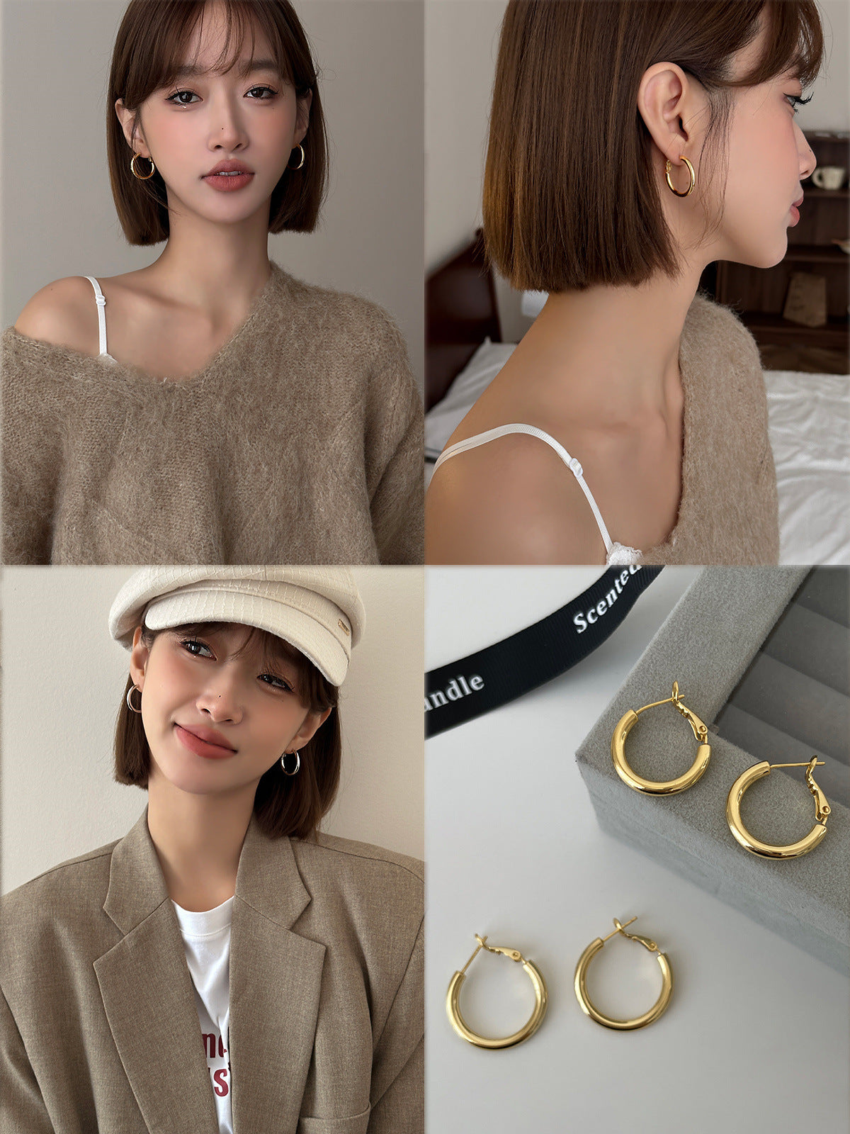 Sier Needle Simple Female Korean Style Earrings