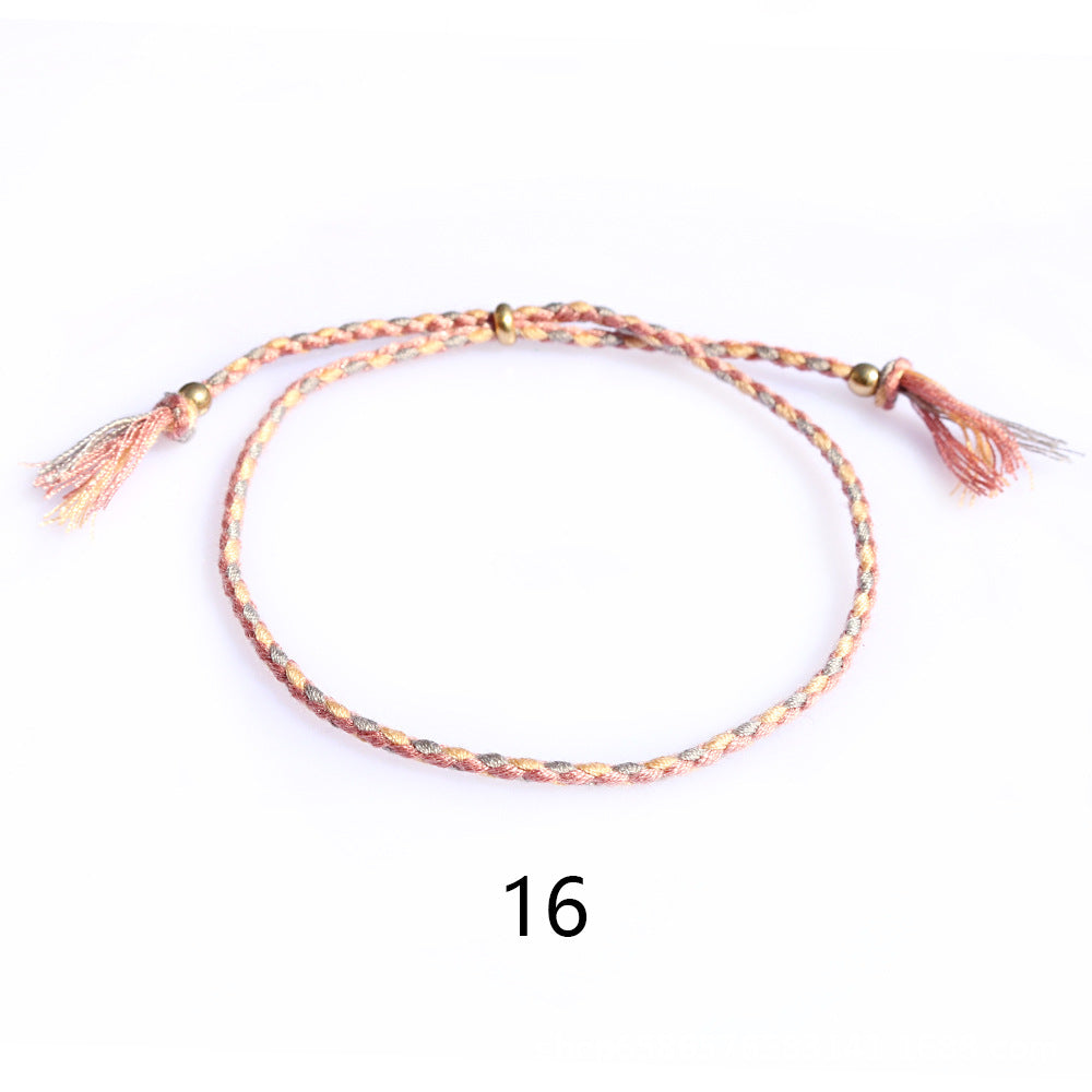 Women's & Men's Colorful Cotton String Friendship Copper Bead Bracelets