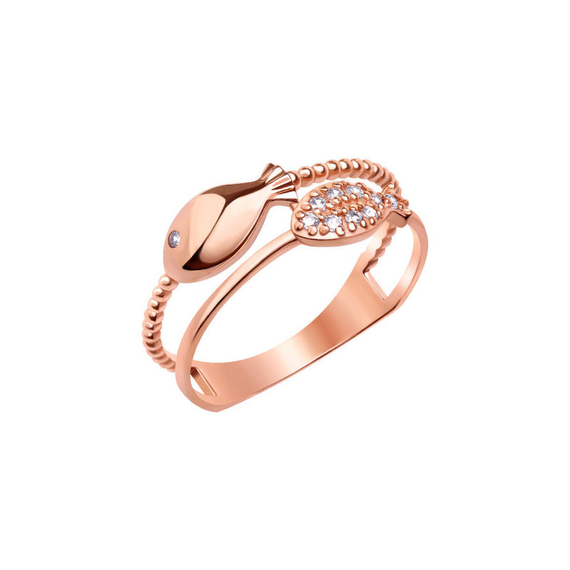 Women's Sier Gold Plated Elegant Small Fish Rings