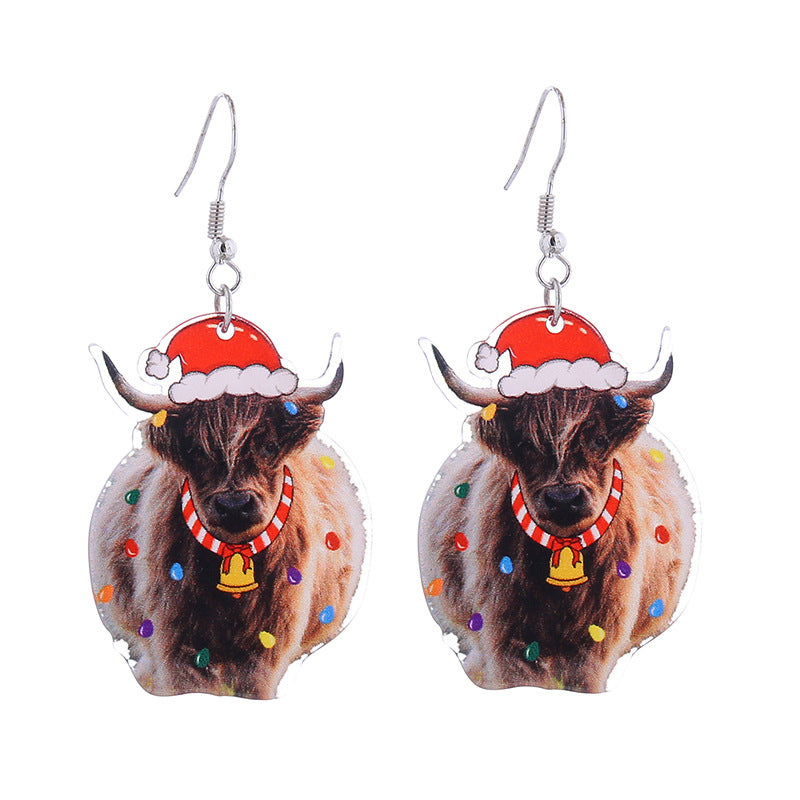 Christmas Series Creative Acrylic Personality Animal Cute Elk Earrings