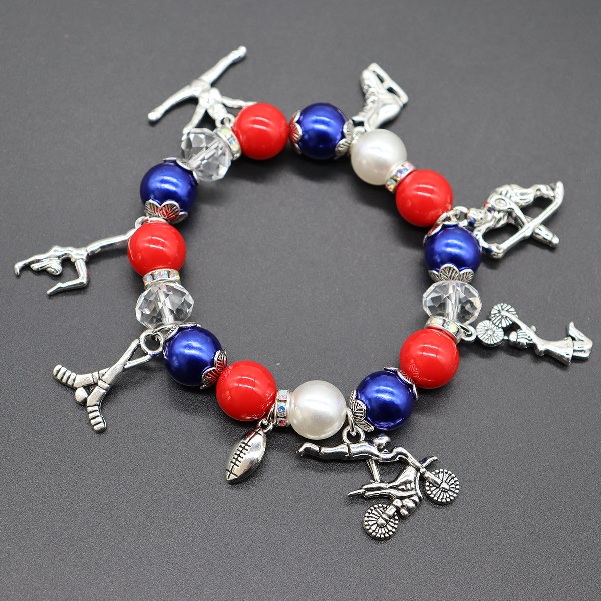 Team Elastic Beaded Football Basketball Rugby Bracelets