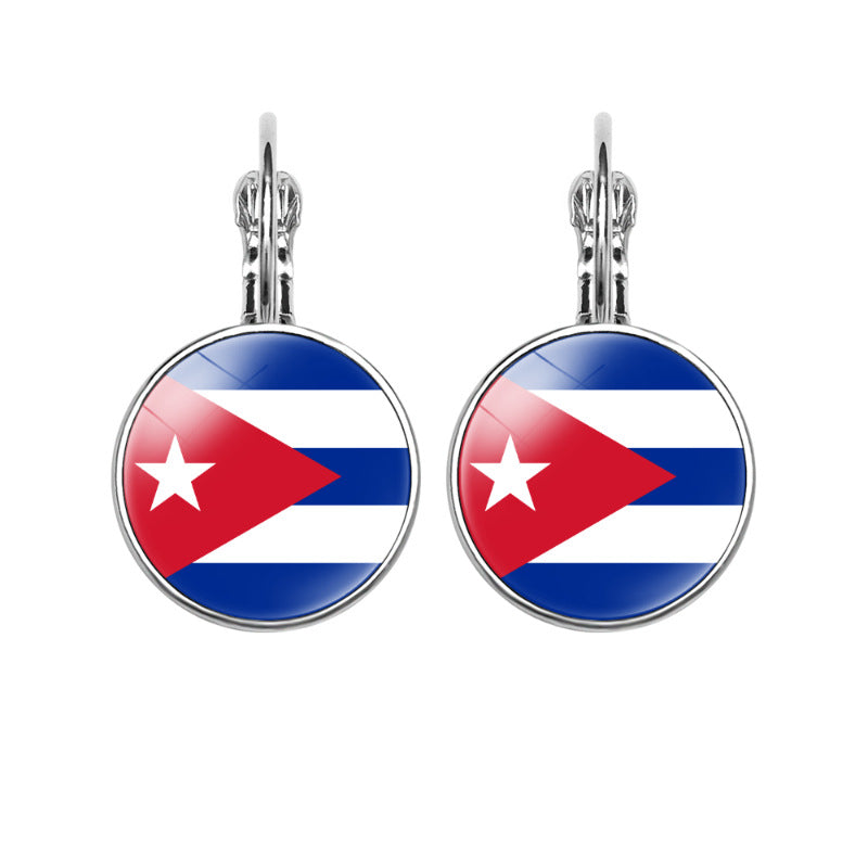 Women's National Flag Pattern Time Stone Eardrops Earrings