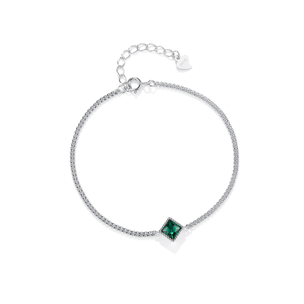 Retro Emerald Female Light Luxury Simplicity Palace Style Bracelets