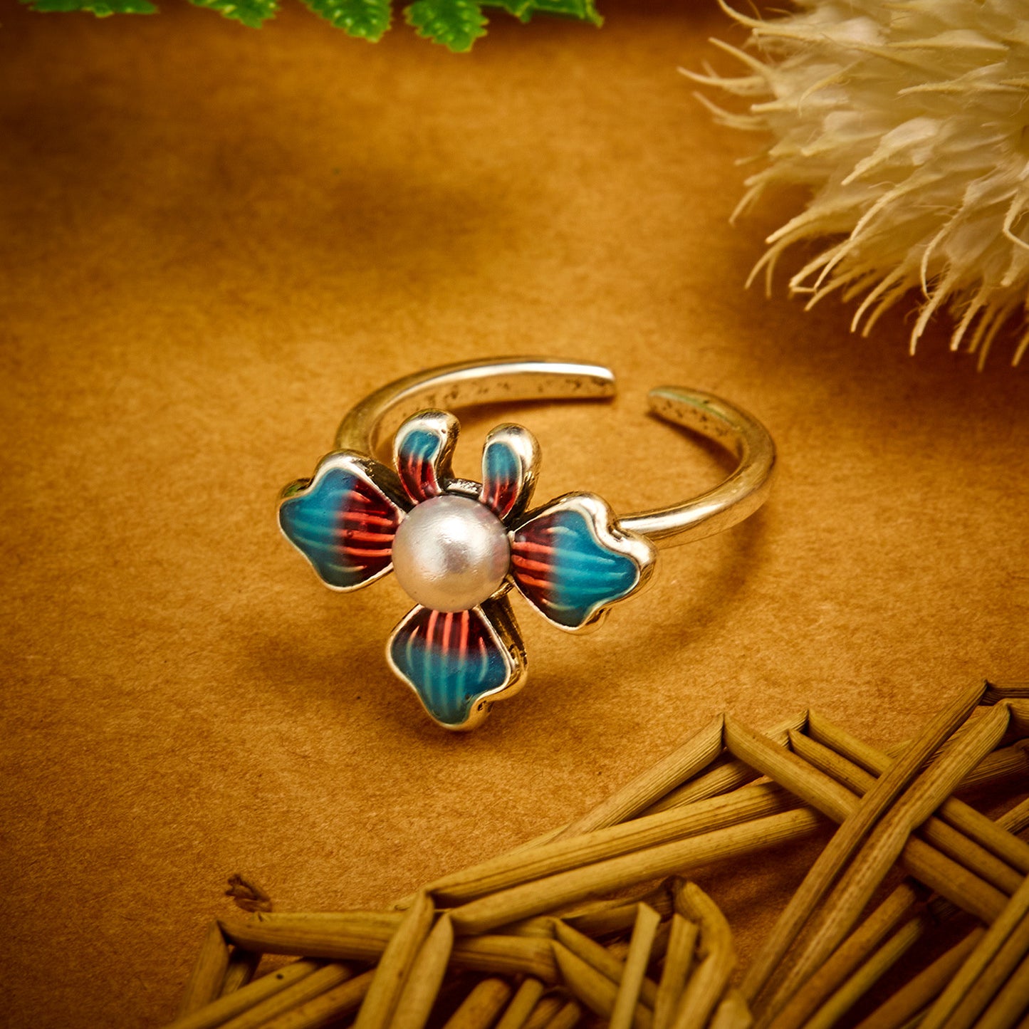 Creative Koi Enamel Simple Temperament Gradient Lotus Ring