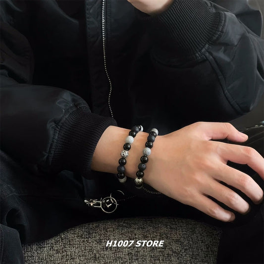 Men's Volcanic Rock Beaded National Fashion Female Hip Hop Niche Bracelets