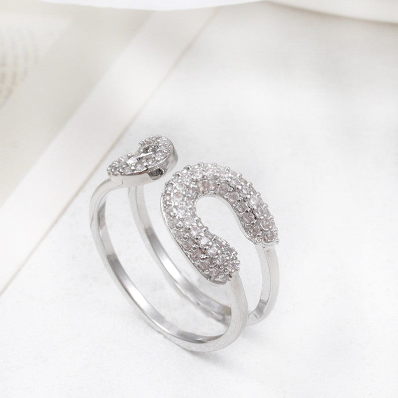 Micro Inlaid Zircon Pearl White Female Rings