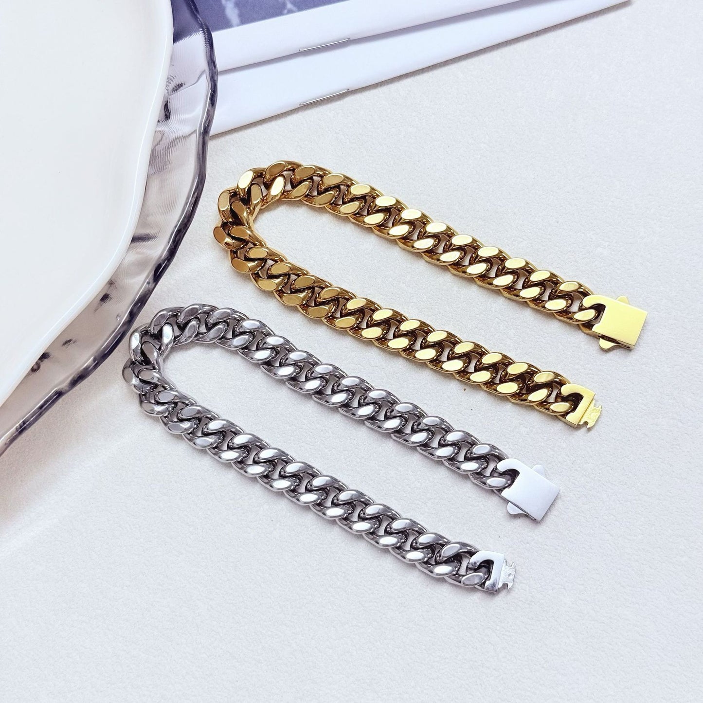 Men's Link Chain Gold Plating Simple High Bracelets