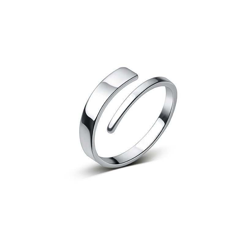 Women's Love Lodge Sier Simple Glossy Open Rings