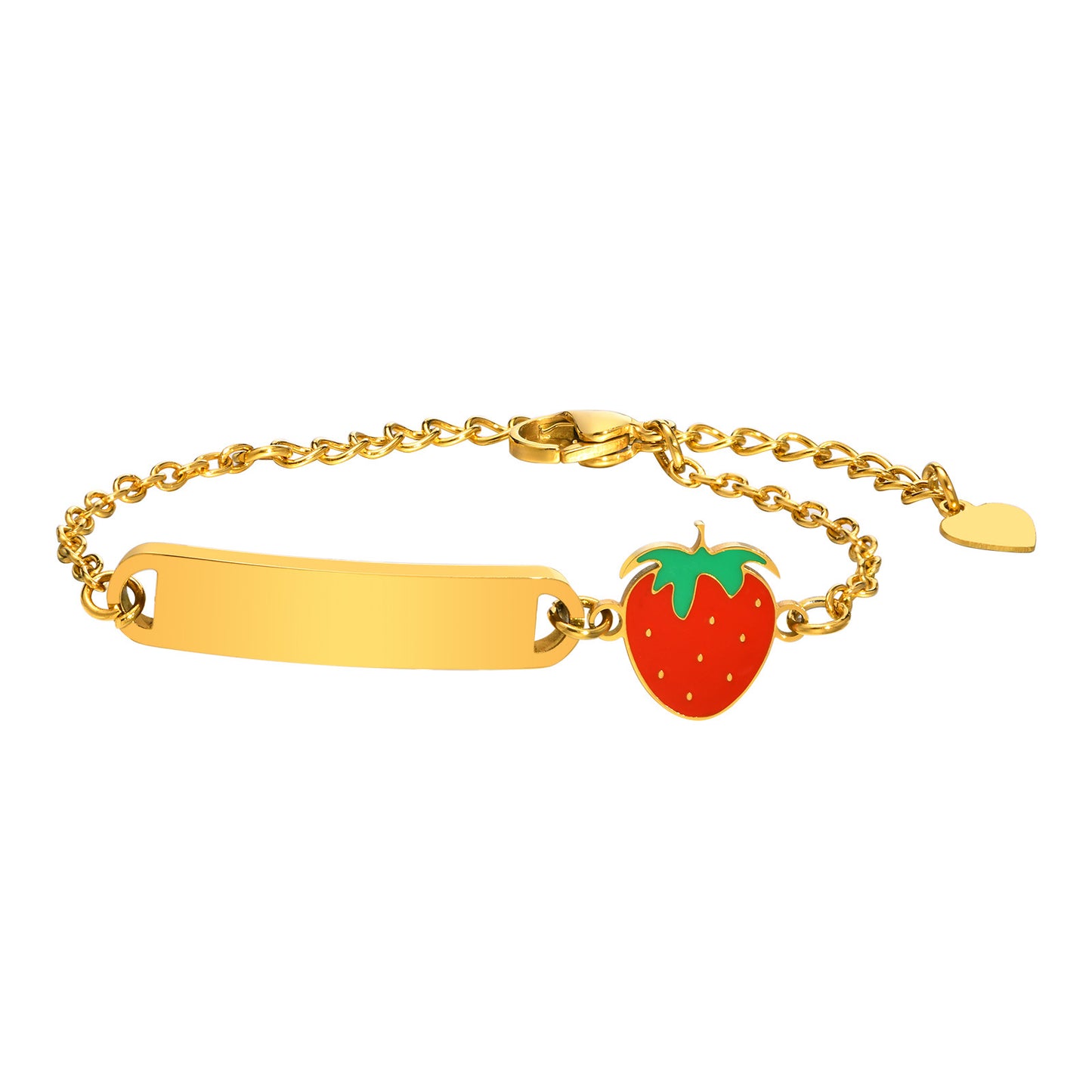 Women's Commercial Stainless Steel Blank Curved Strawberry Bracelets