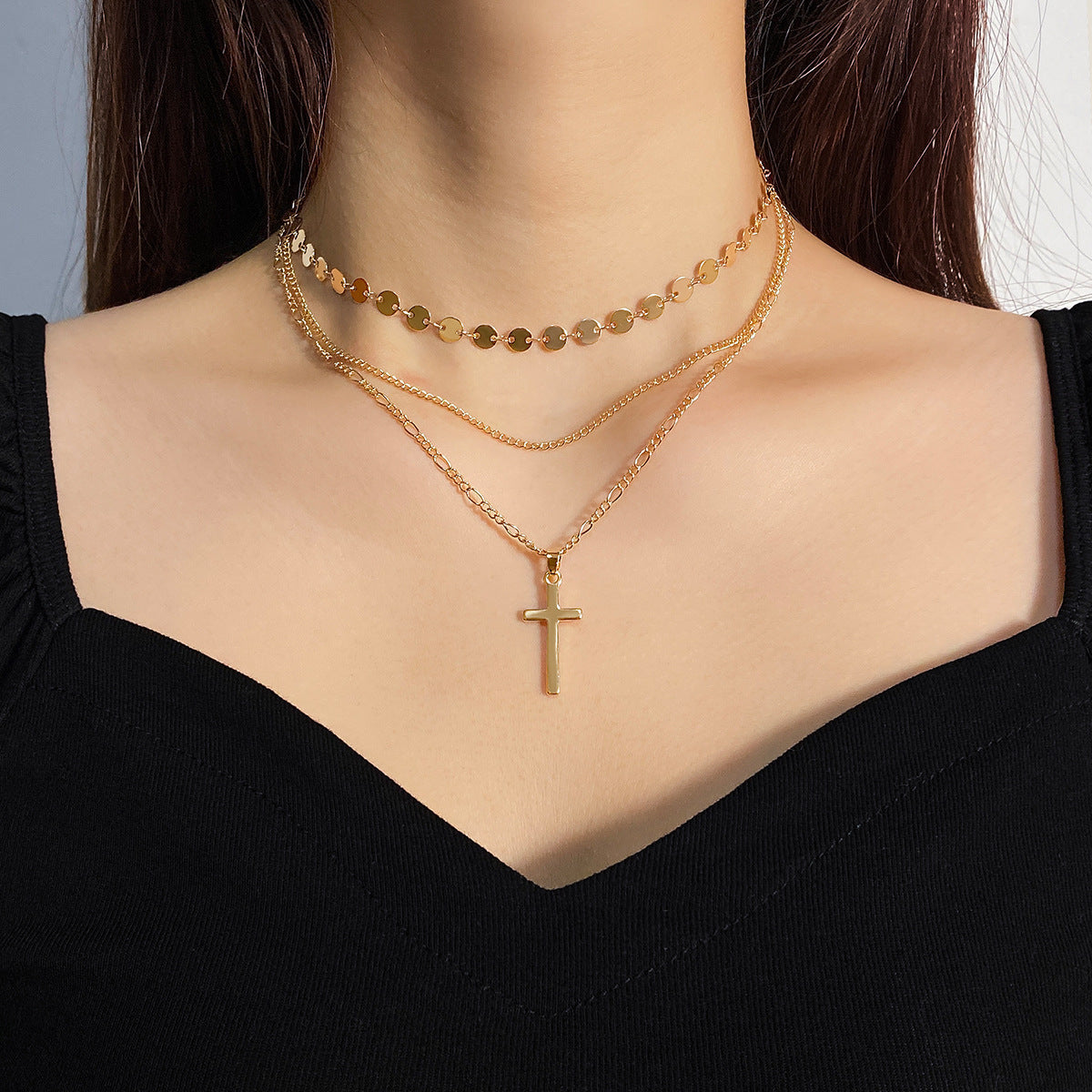 Artificial Short Pearl Creative Cross Retro Necklaces