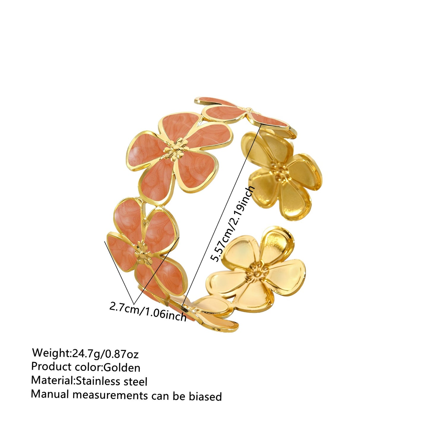 Steel Oil Dripping Cherry Special Interest Light Luxury Flowers Openings Bracelet