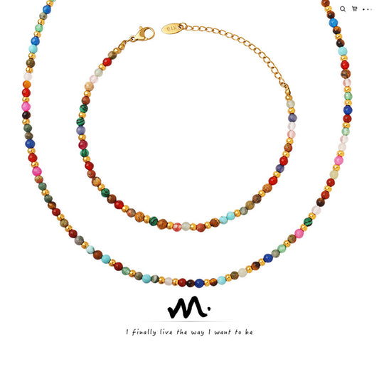 Natural Stone Titanium Steel Bead Bohemian Ethnic Bracelets